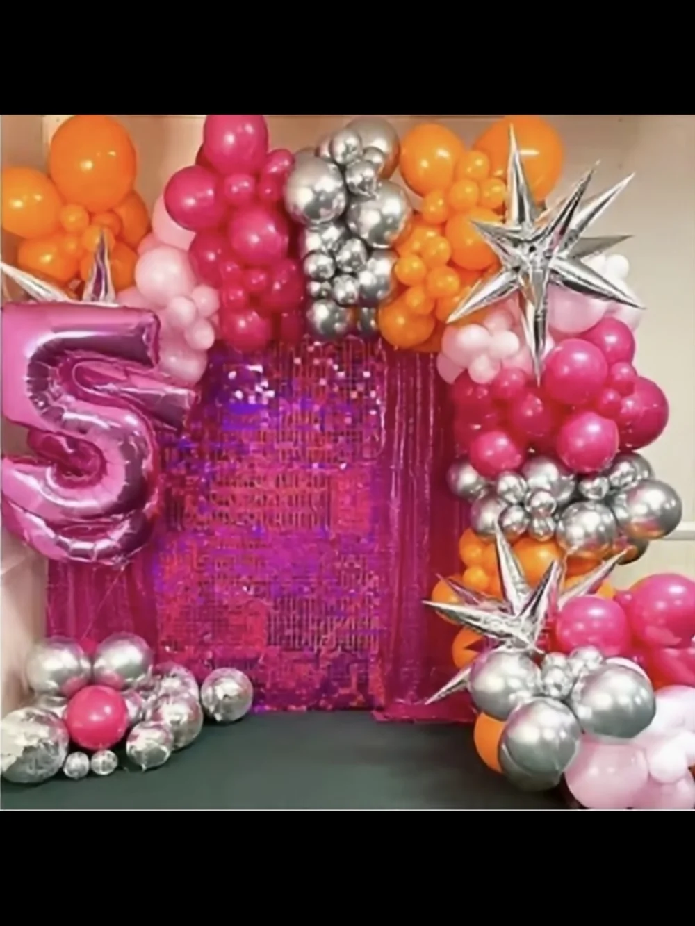 Party Balloon Garland Backdrop Kit - Pink, Orange & Silver - 4 Packages